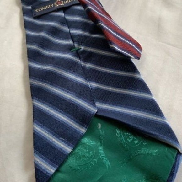 Tommy Hilfiger Mens Tie Blue White Striped Business Work Designer Necktie - Picture 3 of 5